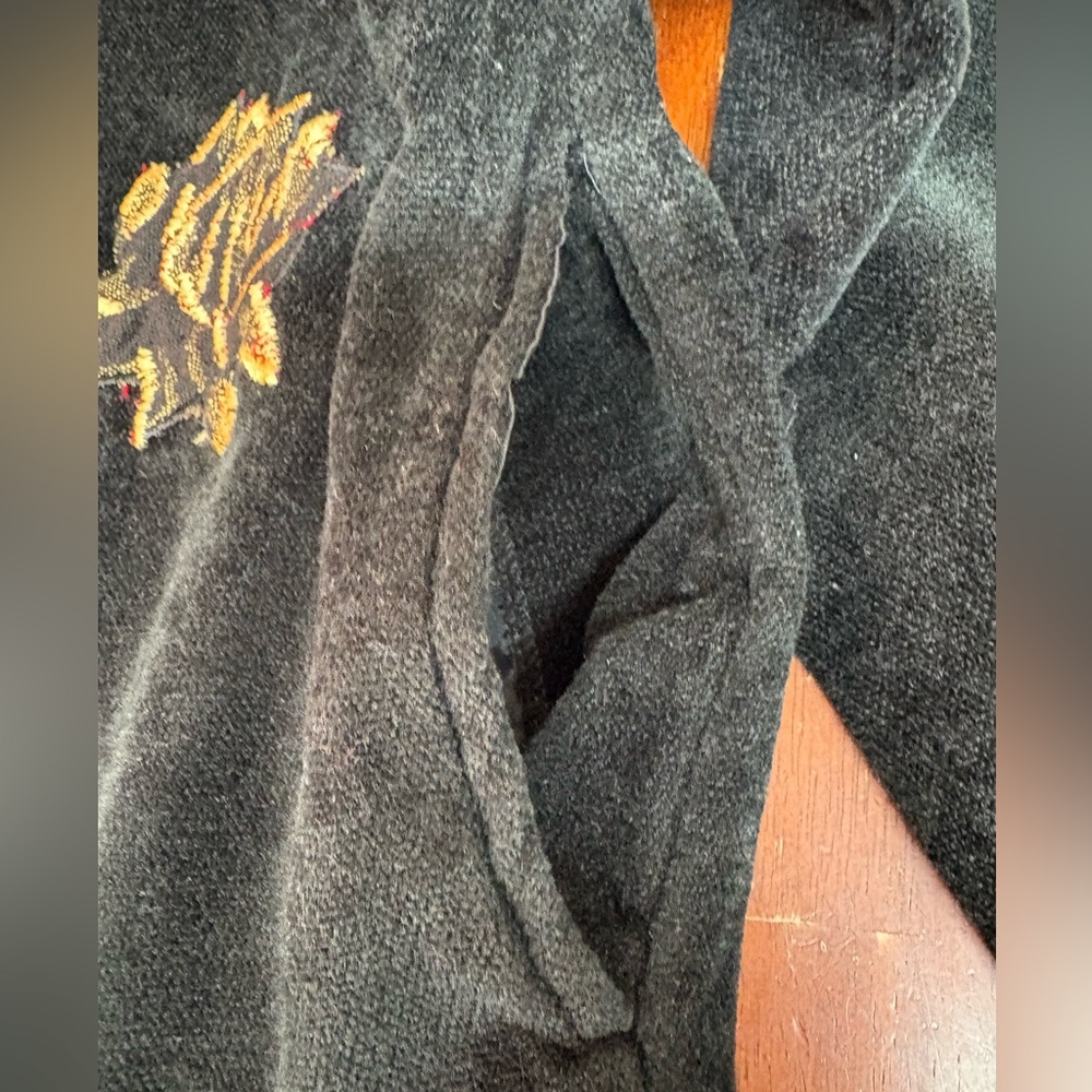 Vintage White Stag Women's Jacket Cardigan Womens XL Black Velvet Embroidered - Picture 15 of 16